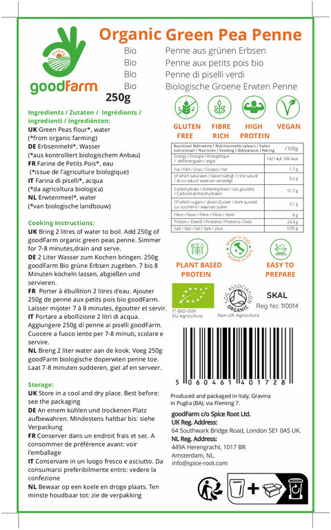 goodFarm Organic Green Pea Penne 250g x 4