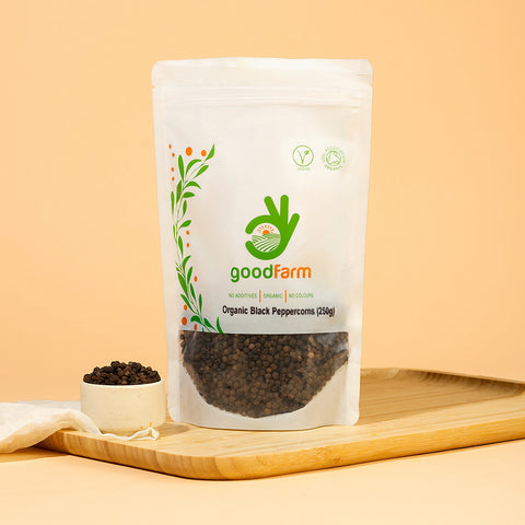 goodFarm Organic Black Peppercorns 250g