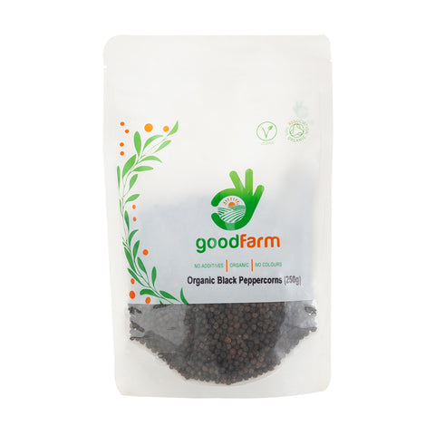 goodFarm Organic Black Peppercorns 250g